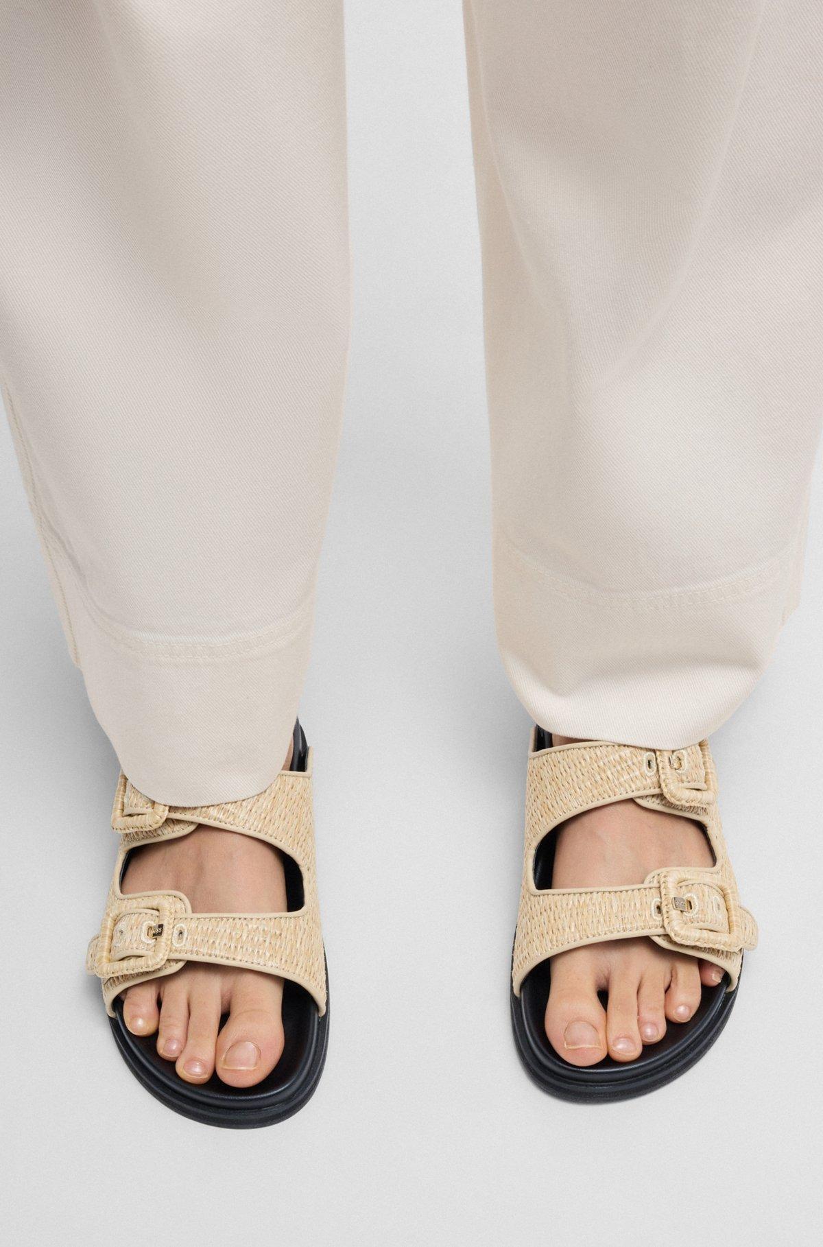 Raffia slides with buckled straps Product Image