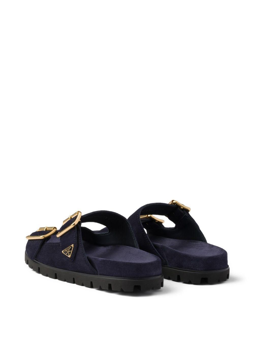 buckle suede slides Product Image