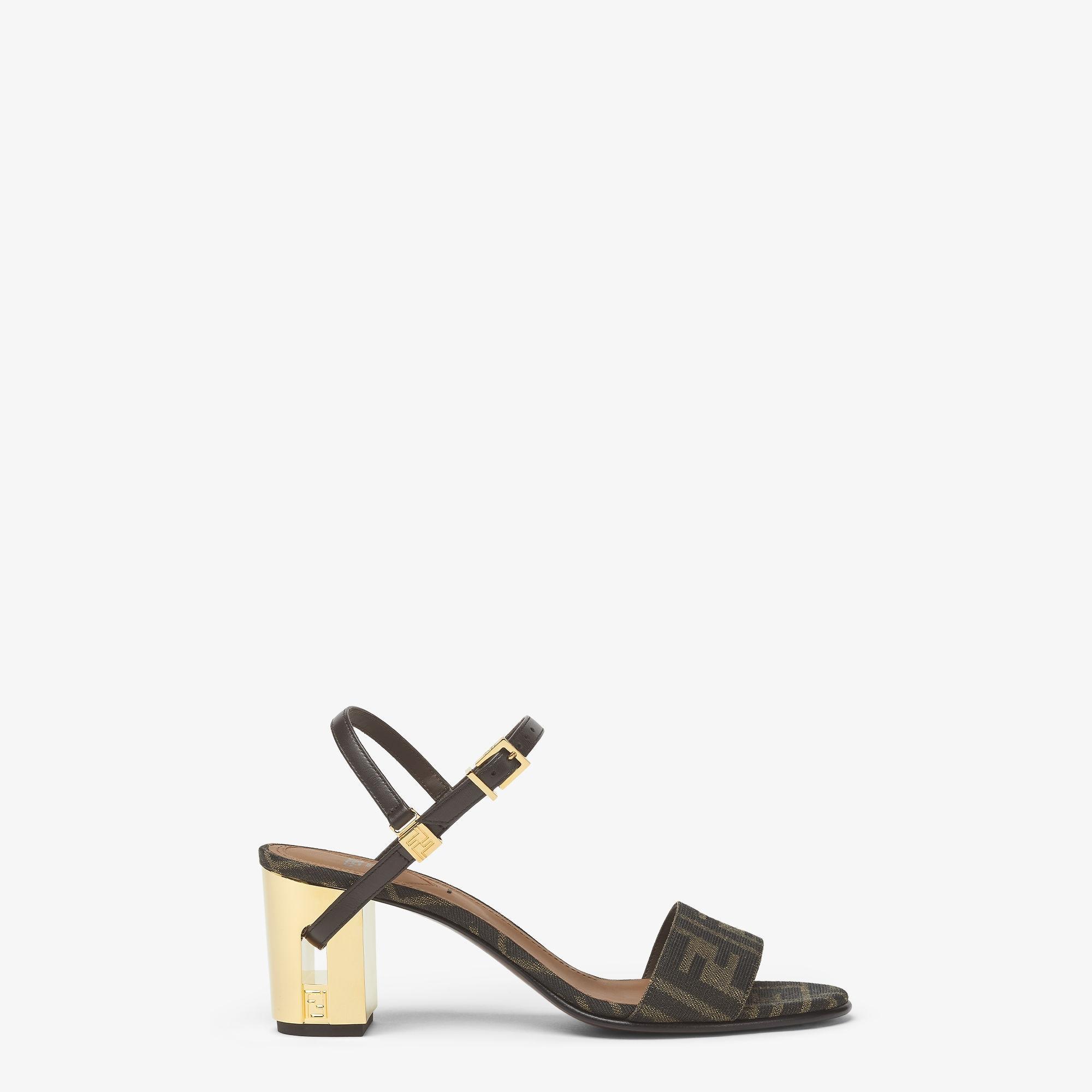DelfinaBrown FF jacquard medium-heeled sandals Product Image