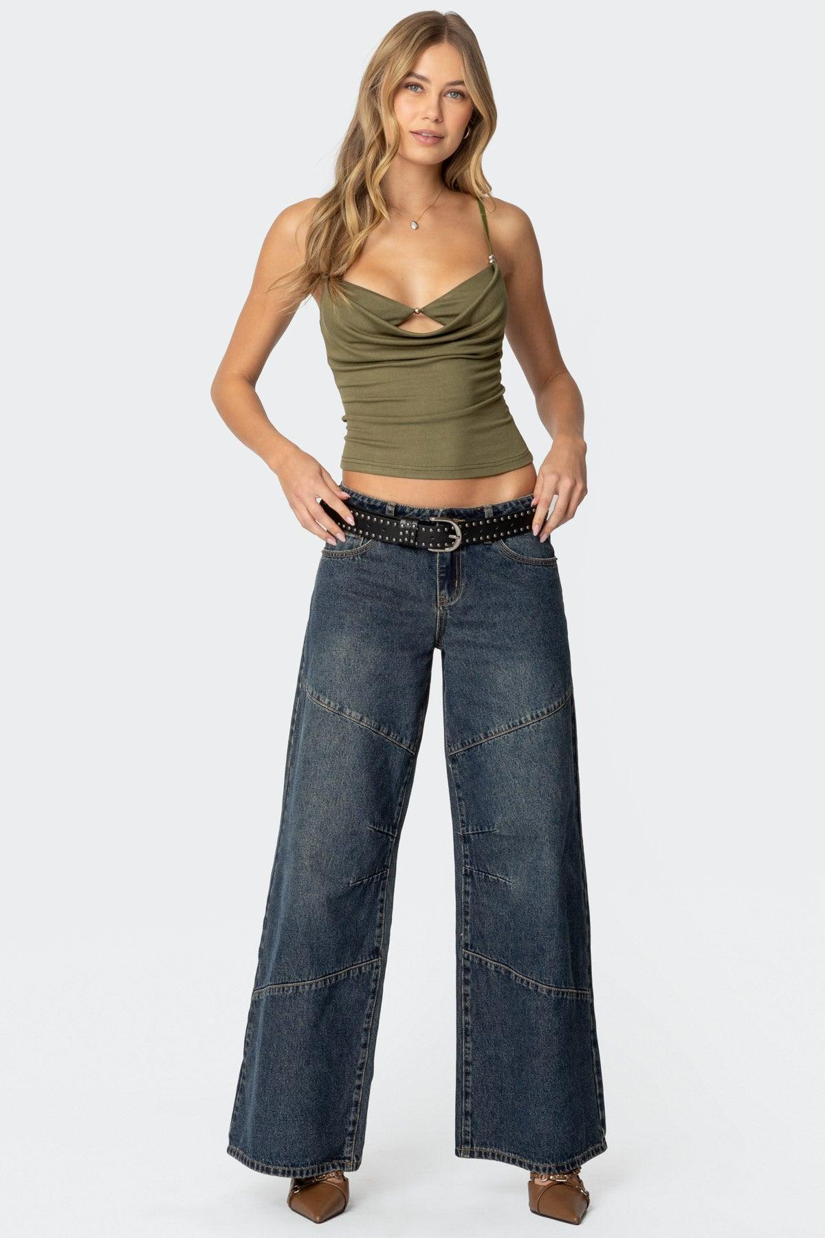 Layered Bra Cowl Neck Top Product Image