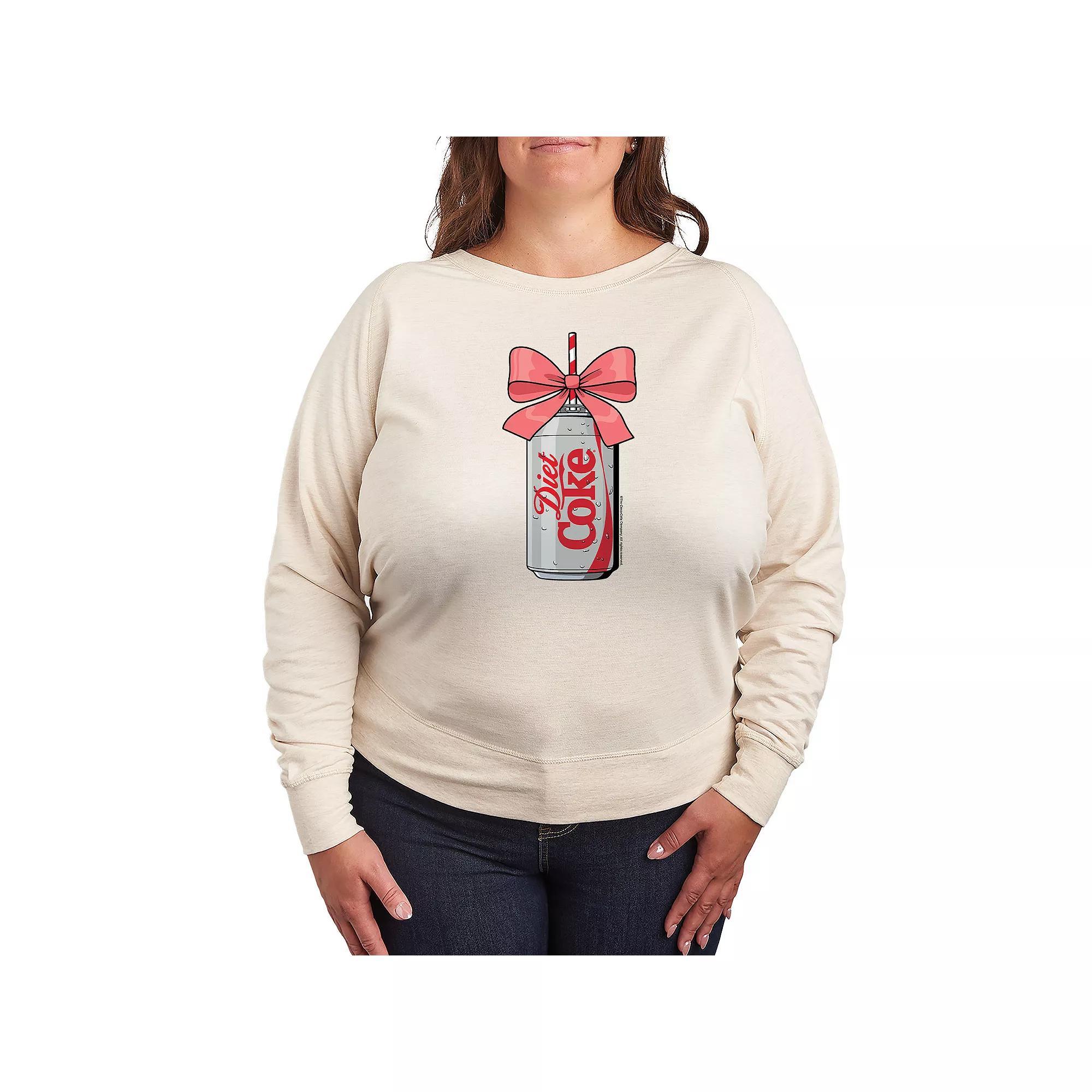 Plus Size Happy Little Life French Terry Long Sleeve Tee, Womens Grey Green Product Image