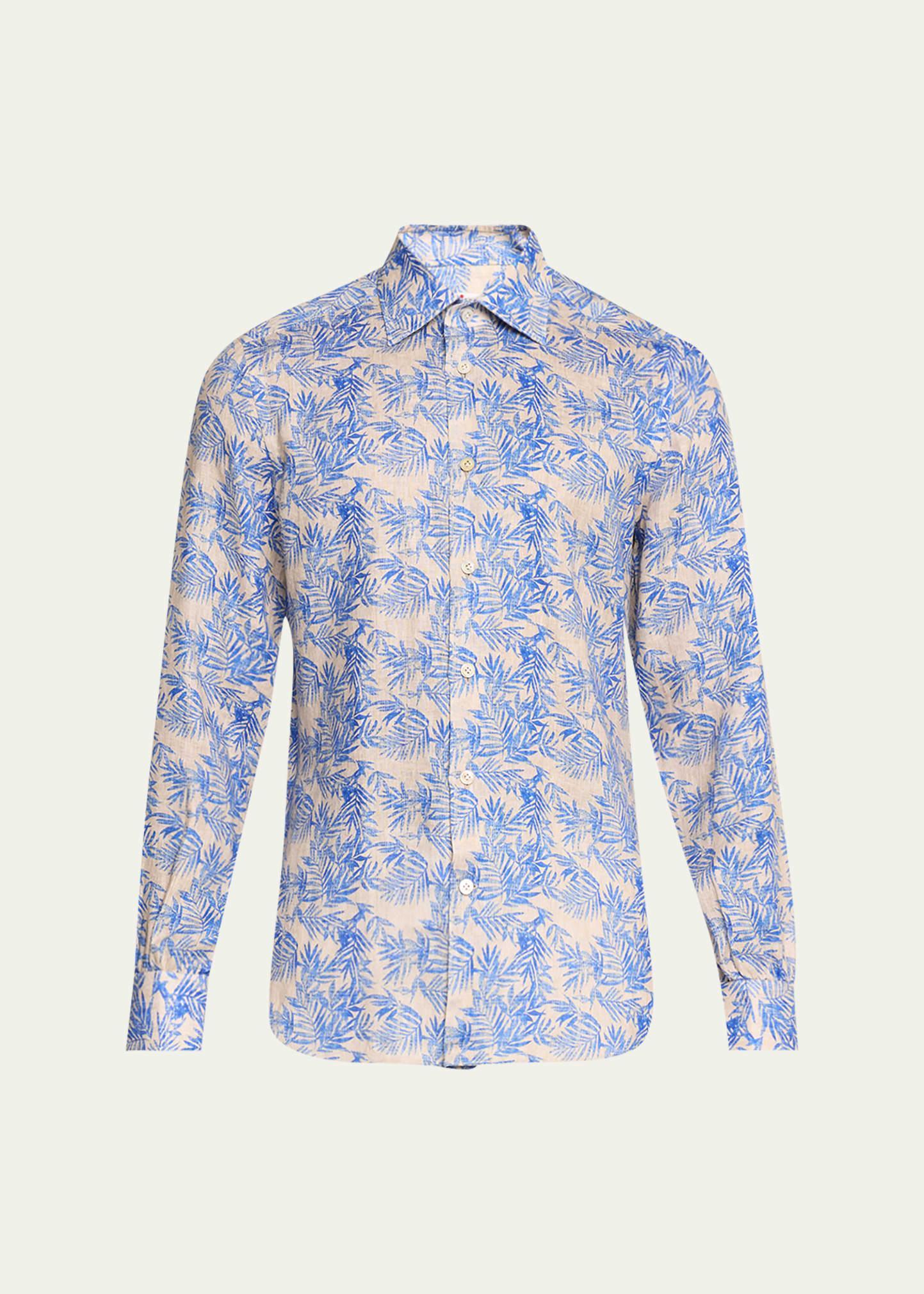Mens Tropical Linen Casual Button-Down Shirt Product Image