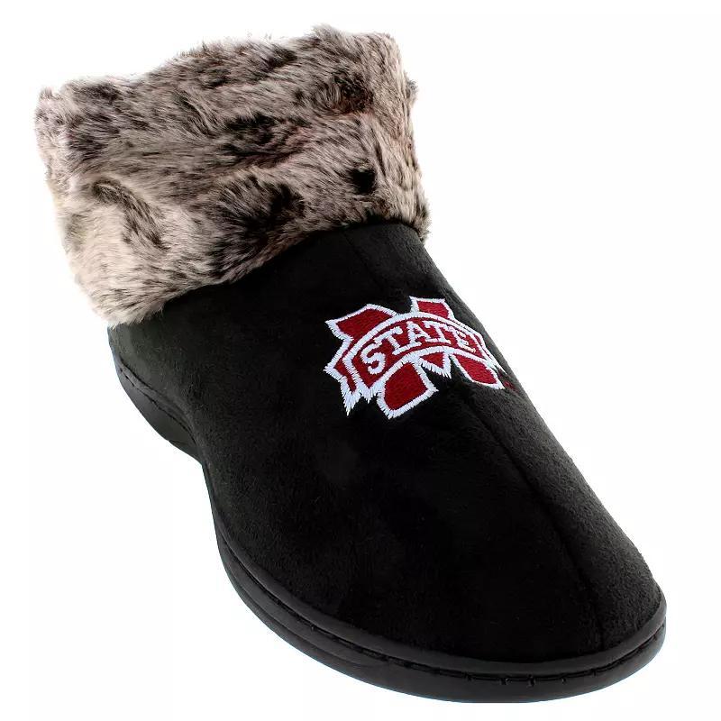 Mississippi State Bulldogs Faux-Fur Slippers, Women's, Size: Large, Mst Black Product Image
