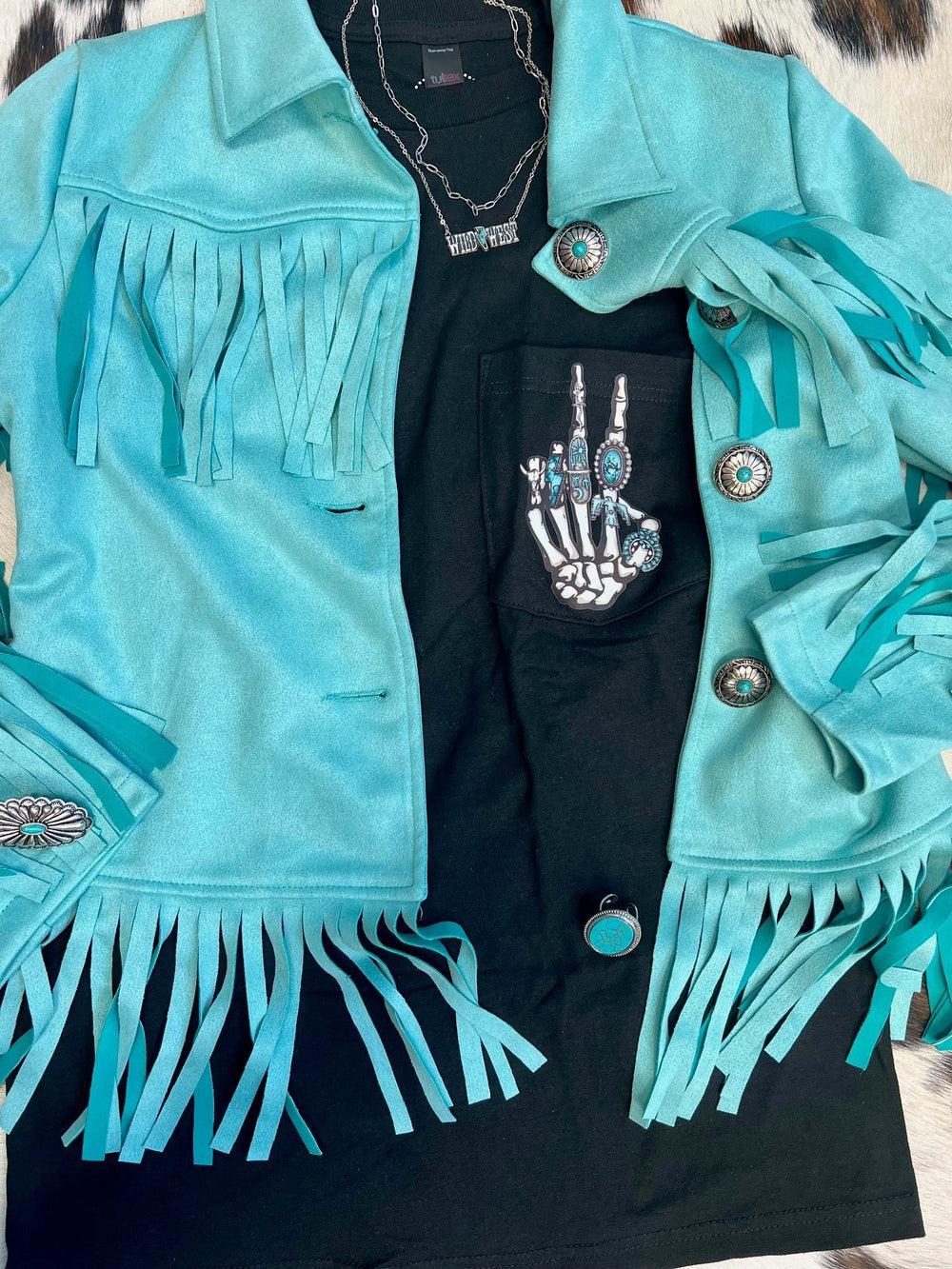 Fancy Western Decorated Skeleton Pocket Tee Product Image