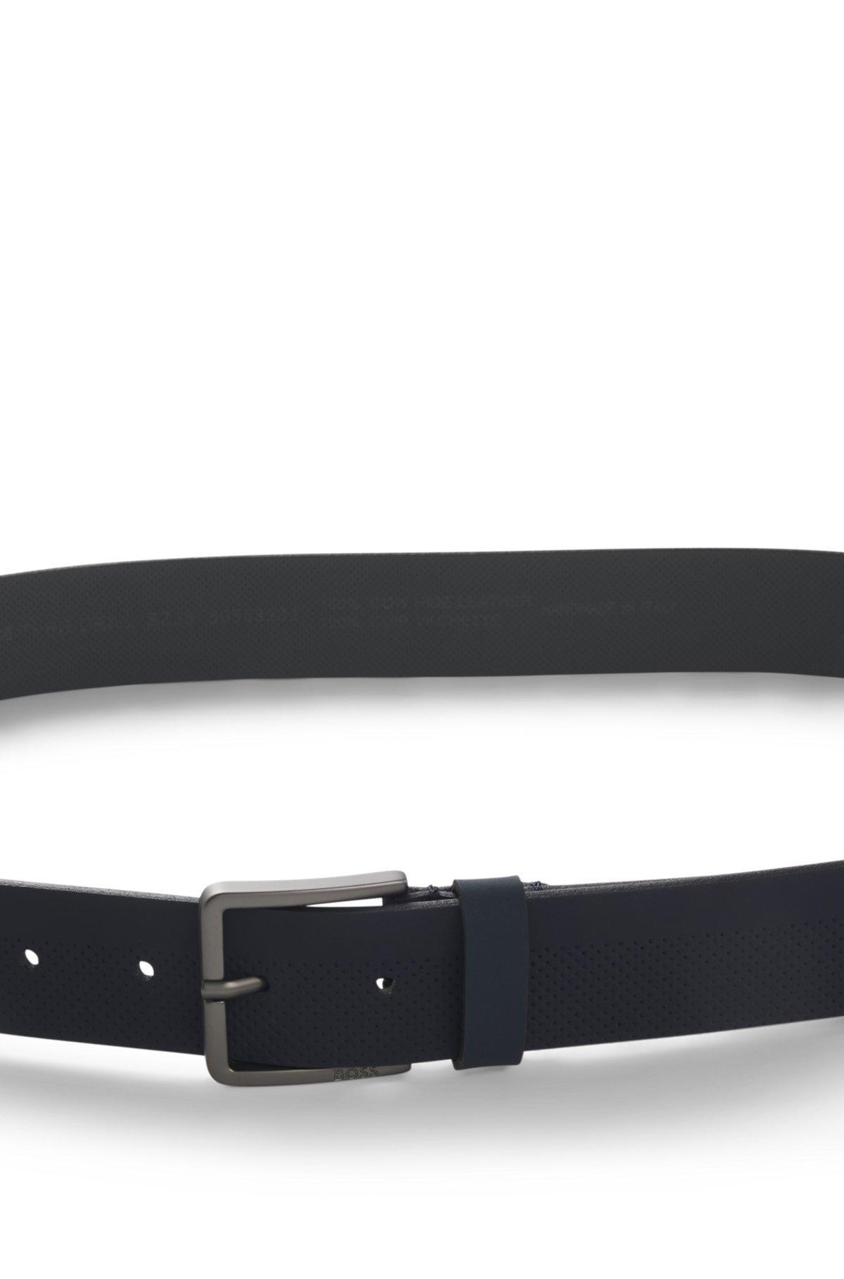 Italian-leather belt with perforated pattern Product Image