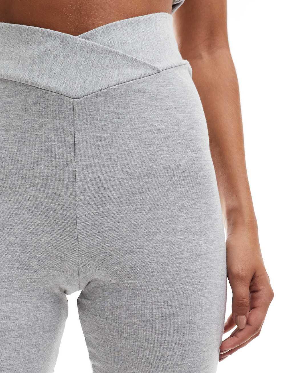 Miss Selfridge V front flare legging in gray heather Product Image