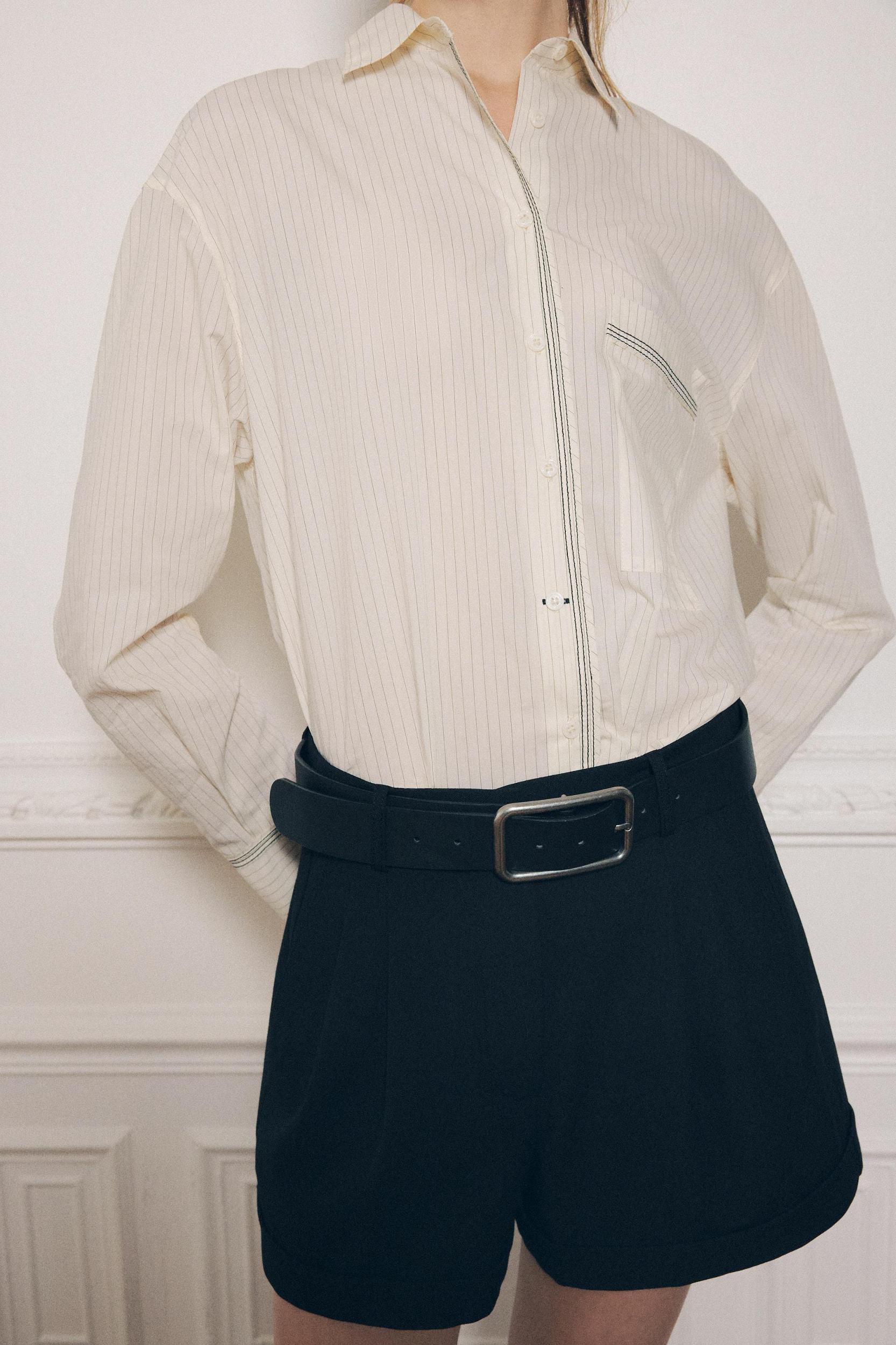 STRIPED TOPSTITCHED SHIRT ZW COLLECTION Product Image