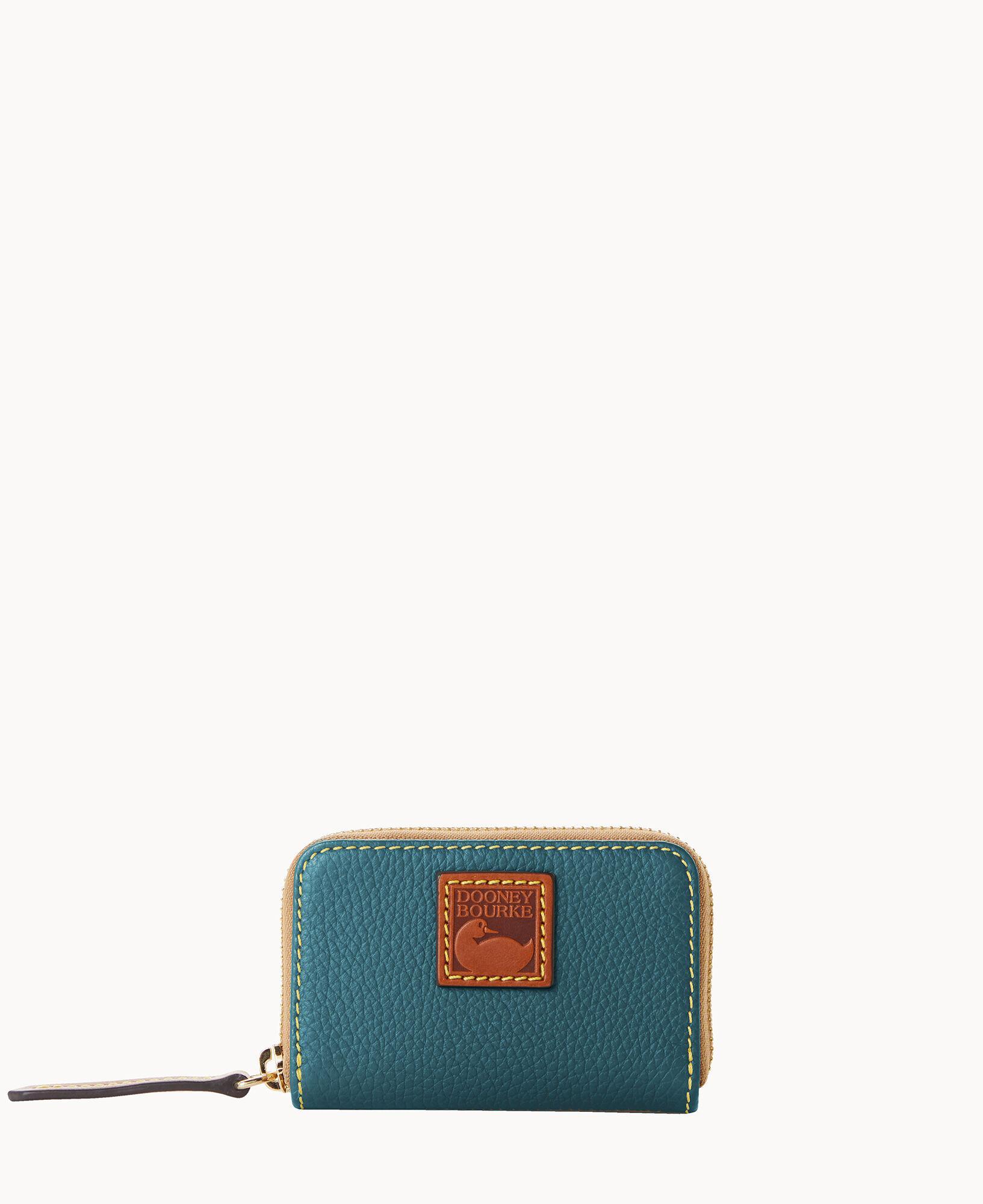 Dooney & Bourke Womens Pebble Grain Zip Around Credit Card Case in Bone, Leather Product Image