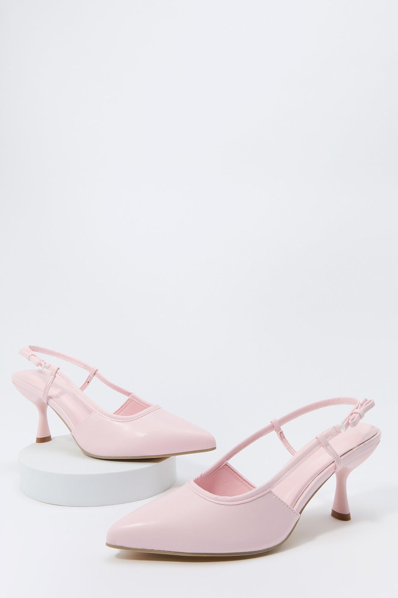 Faux Leather Side Bow Kitten Heel Female Product Image