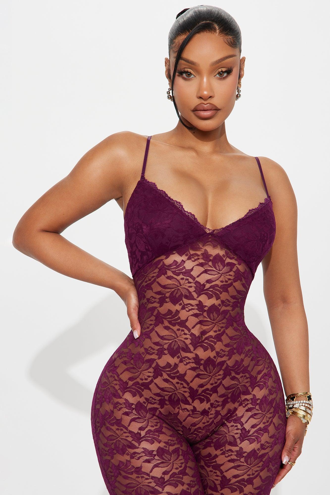 Born Ready Lace Jumpsuit - Plum Product Image