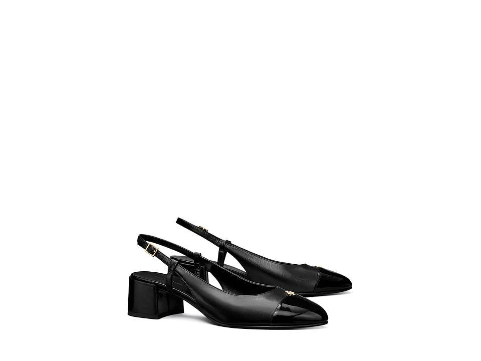 Womens 45MM Logo-Detailed Leather Cap-Toe Pumps Product Image