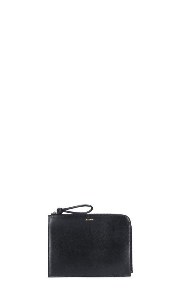 JIL SANDER Logo Print Strap Clutch Bag In Black Product Image