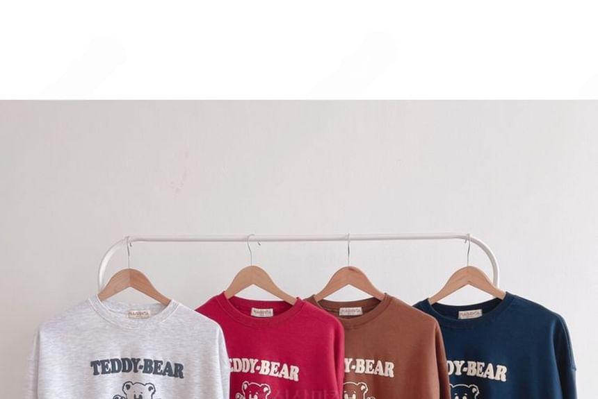Bear Print Loose-Fit Sweatshirt Product Image