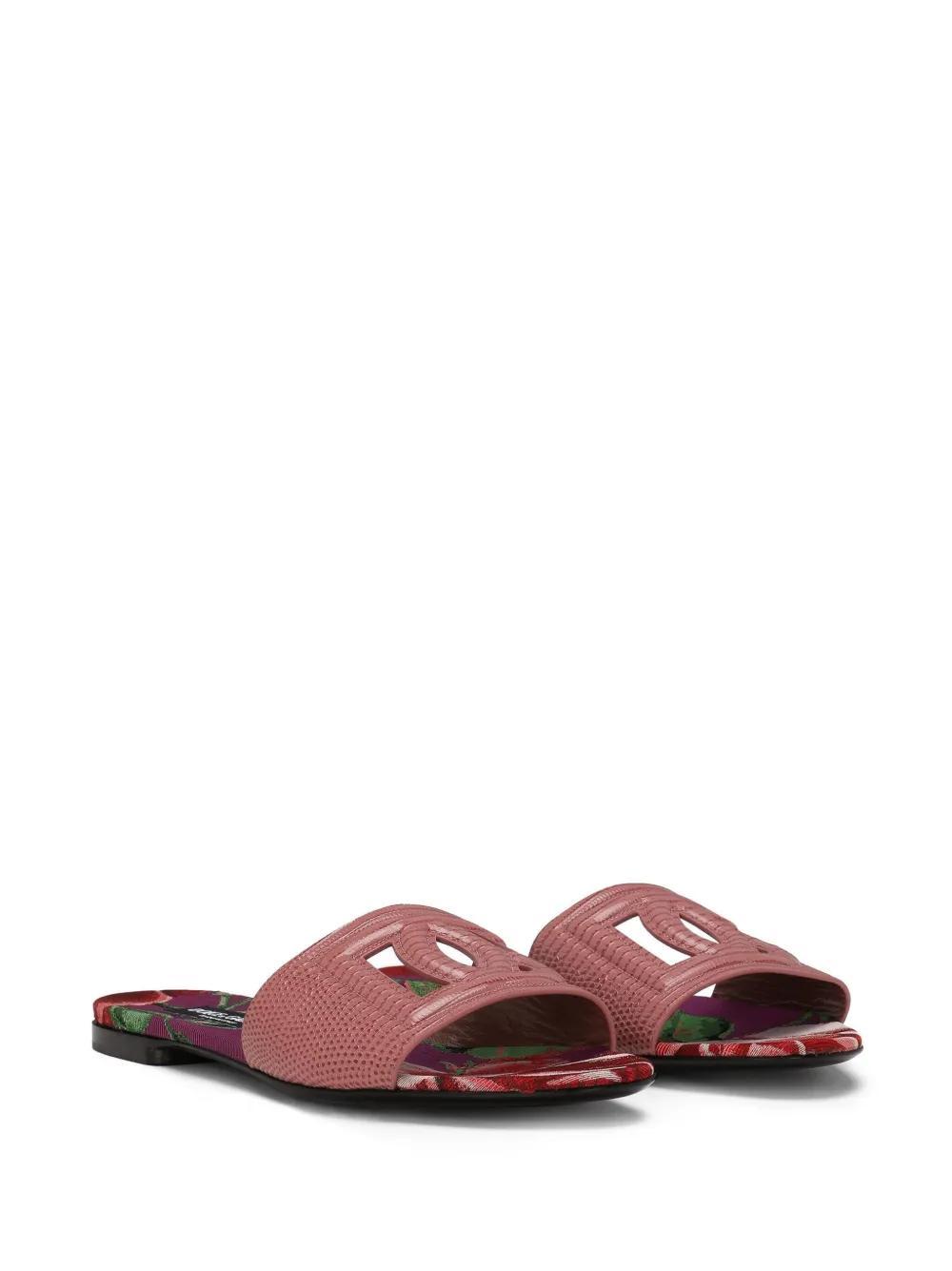DG lizard-effect leather slides Product Image