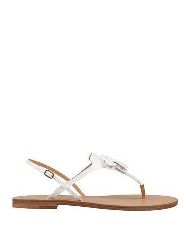 SANTONI Woman Thong Sandal White Size 8 Leather In Multi Product Image