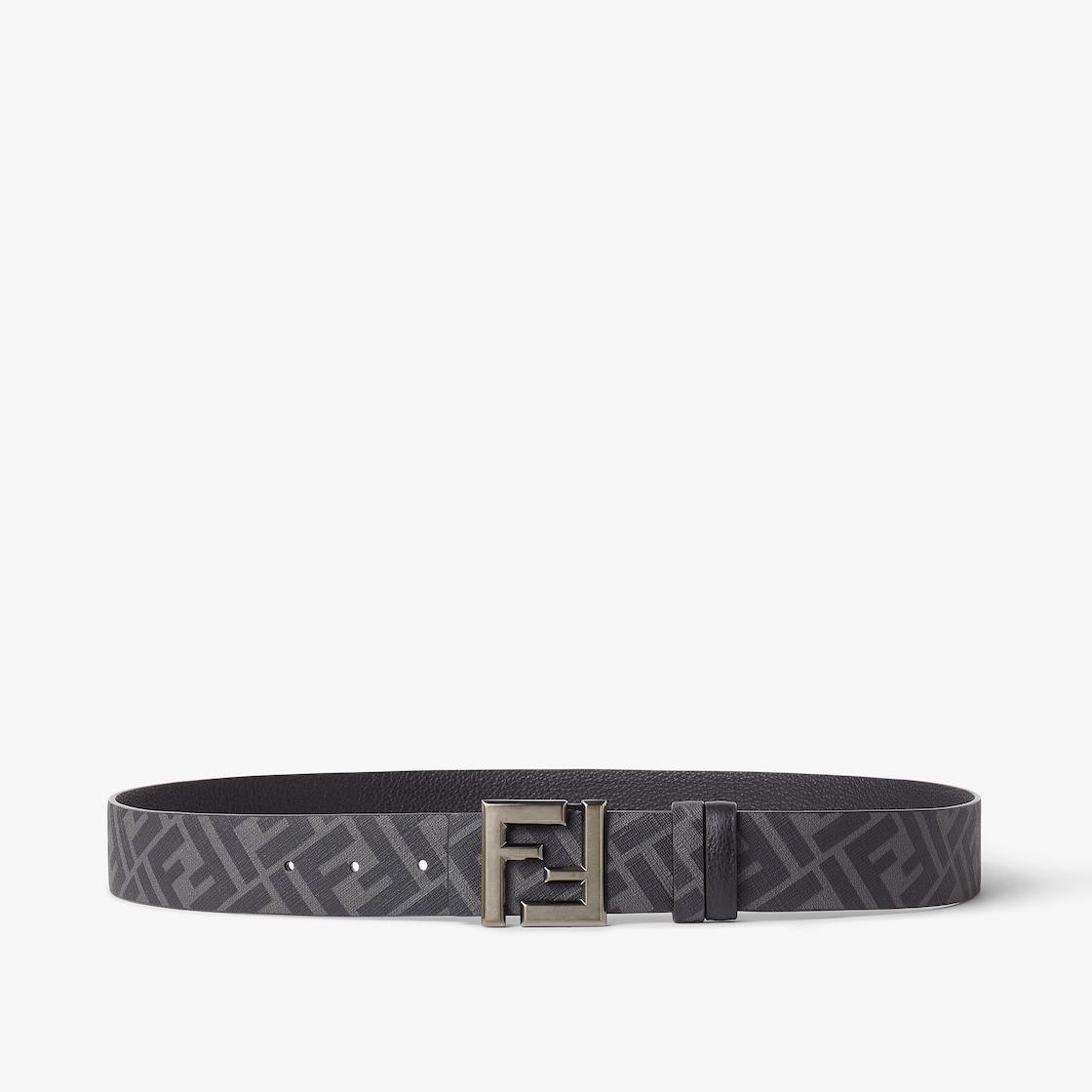 FF Squared BeltBlack leather and FF canvas reversible belt Product Image