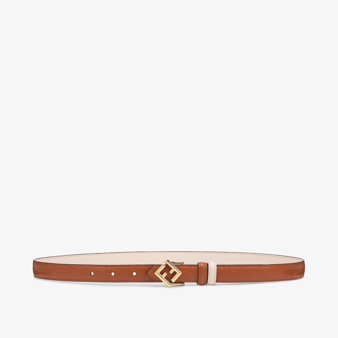 FF Diamonds BeltBrown and camellia leather reversible belt Product Image