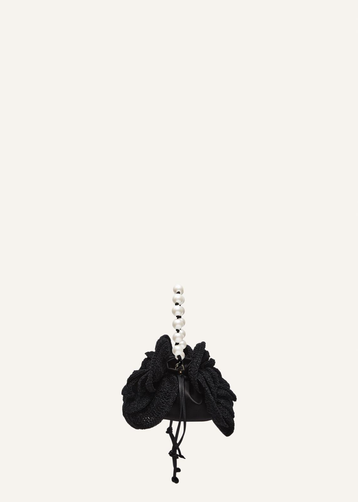 Magda bag pearl strap in black crochet Product Image