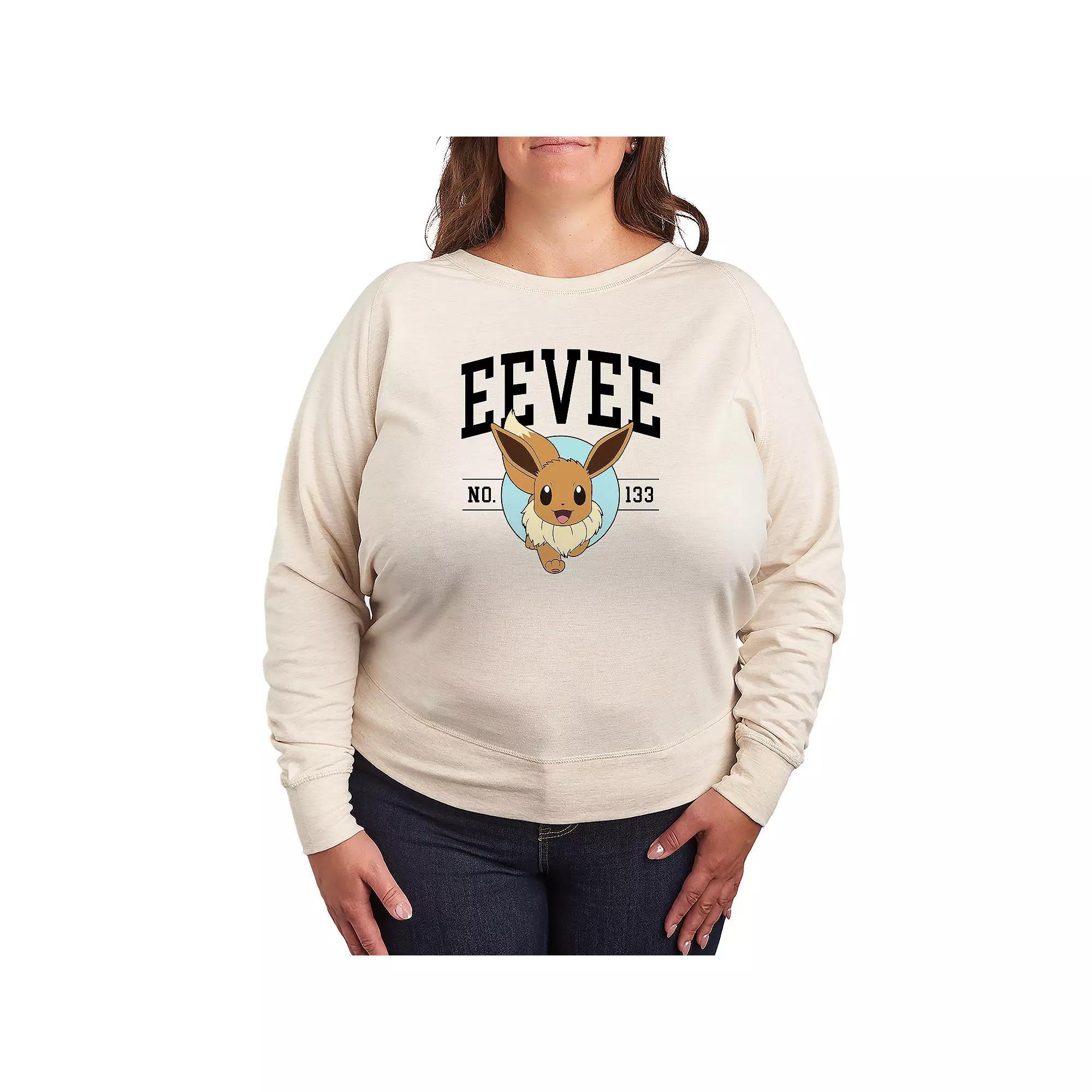 Plus Size Pokemon Eevee Collegiate French Terry Long Sleeve Tee, Womens Product Image