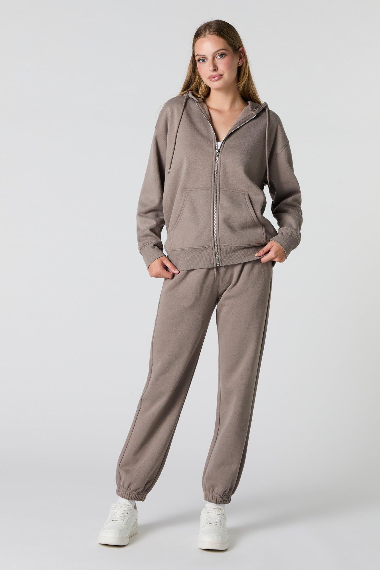 Oversized Zip-Up Fleece Hoodie Female Product Image