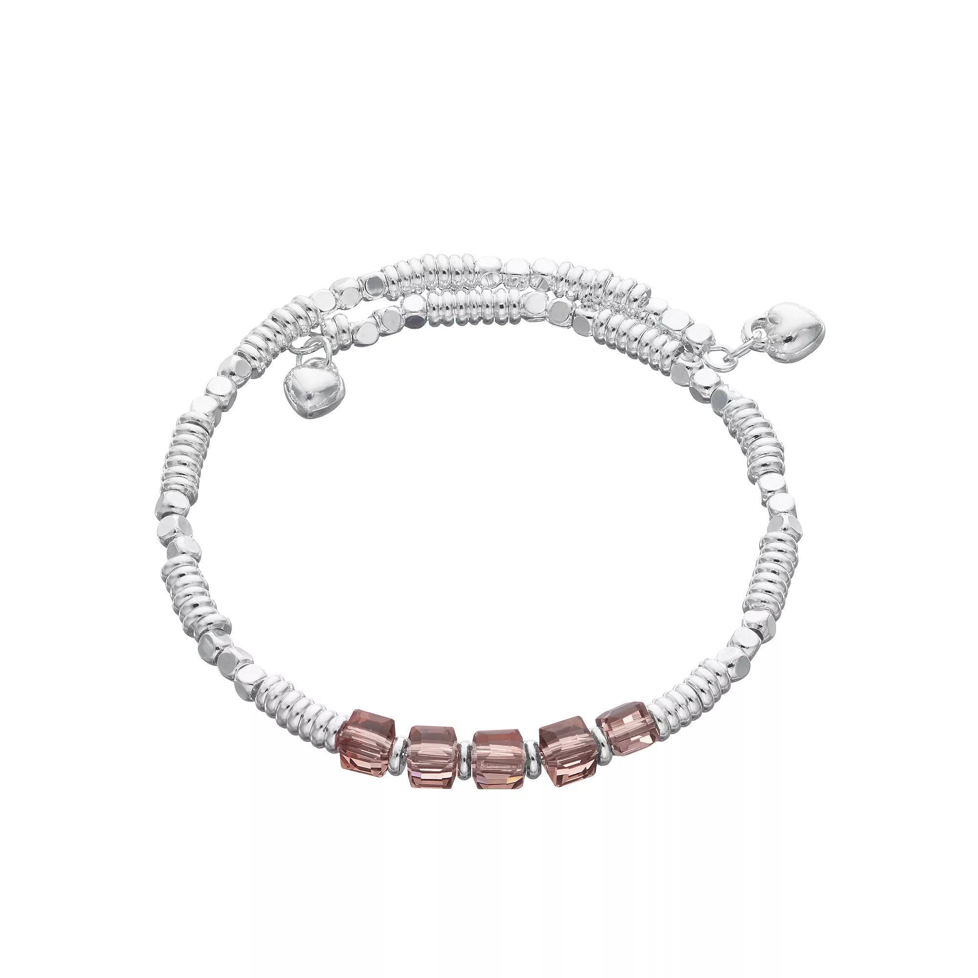 City Luxe Silver Tone Birthstone Beaded Bracelet, Women's, February Product Image