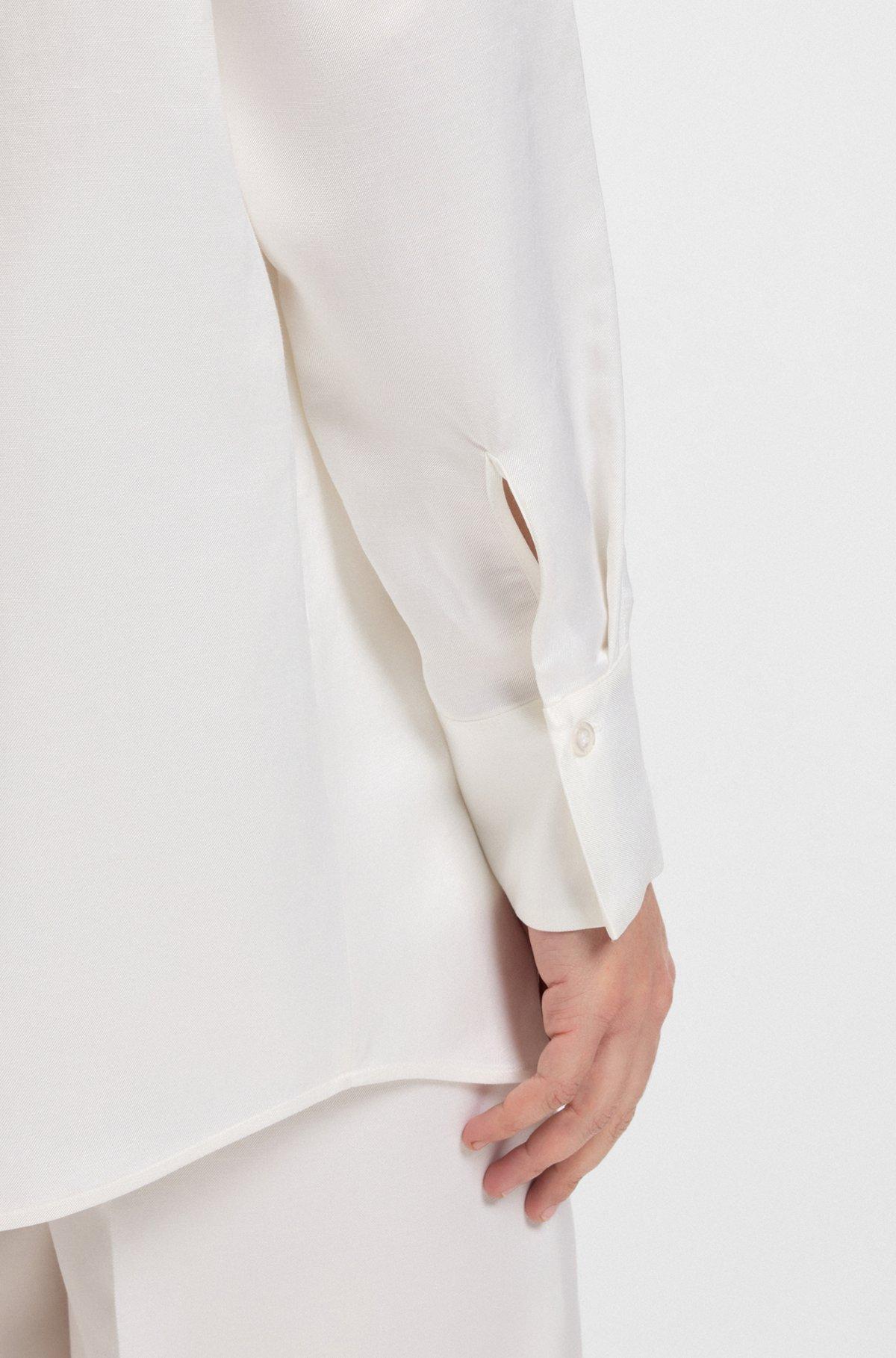 BOSS - Tailored blouse with crochet-effect trims - White Product Image