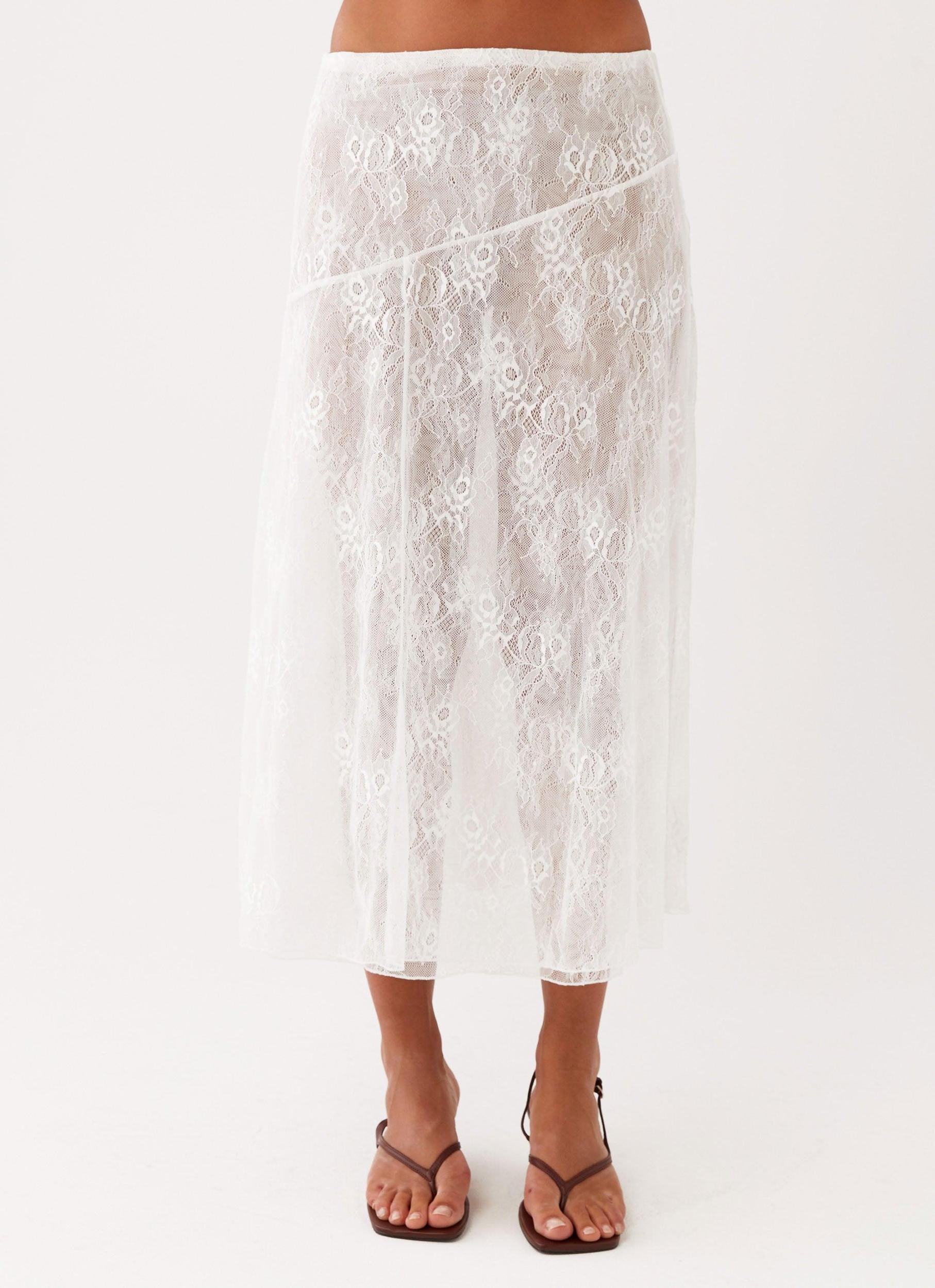 Alara Midi Skirt - White Girls Product Image