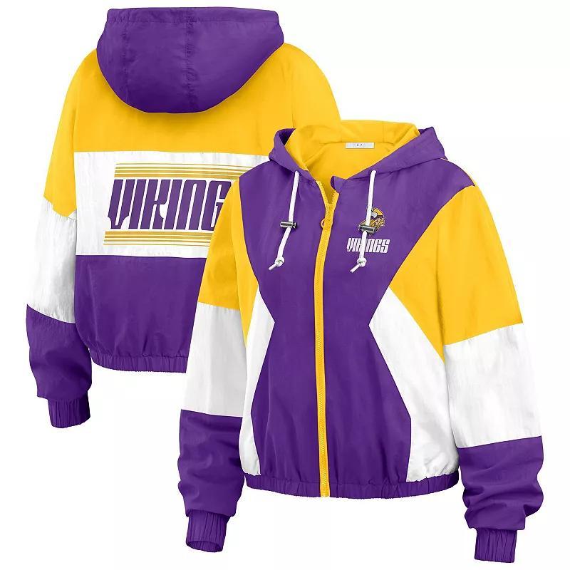 Women's WEAR by Erin Andrews  Royal Seattle Seahawks Color Block Full-Zip Windbreaker Jacket, Size: Large, Blue Product Image