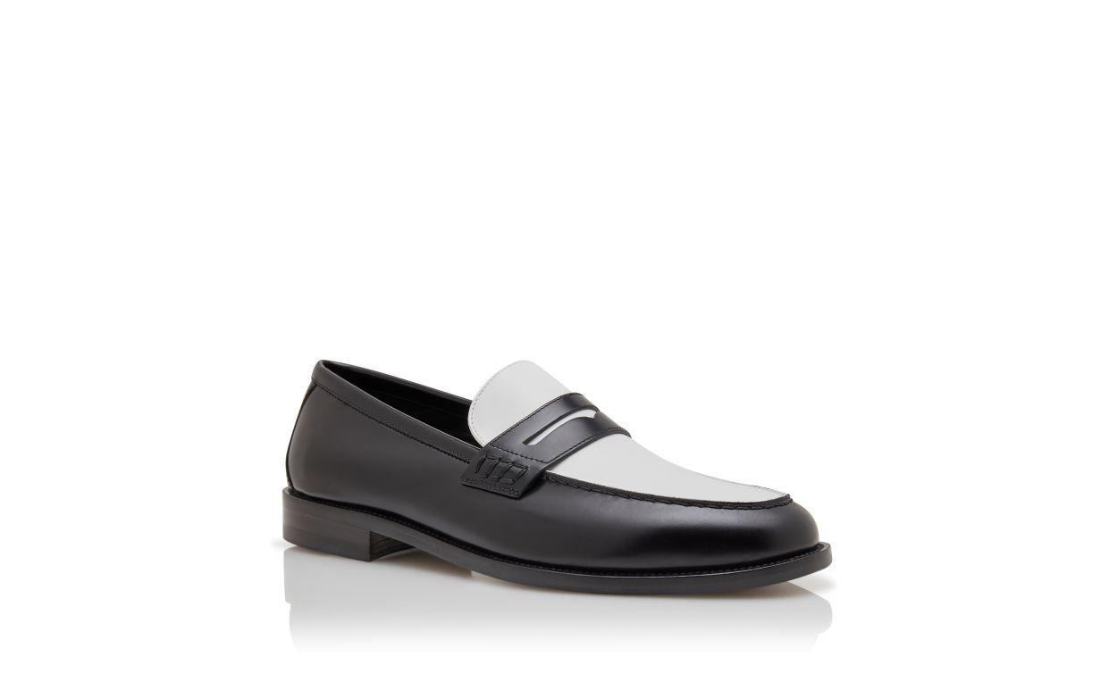 PERRY Black and White Calf Leather Penny Loafers Product Image