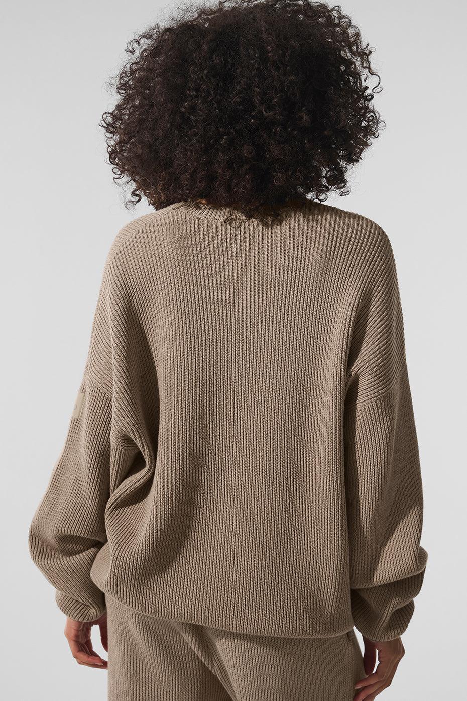 Domain Rib Knit Crew Sweater - Gravel Female Product Image