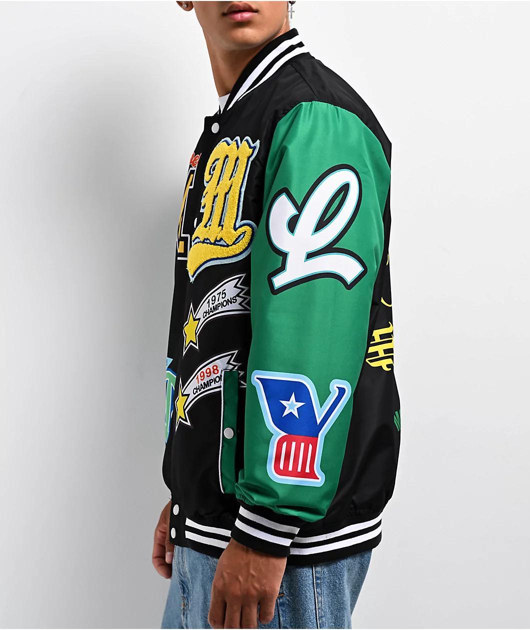 Members Only Black & Green Varsity Jacket Product Image