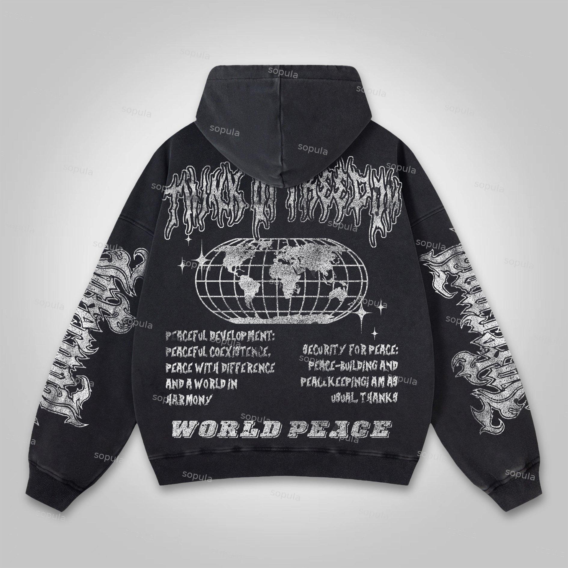 Skeleton Wrangler Rodeo Print Washed Hoodie Product Image