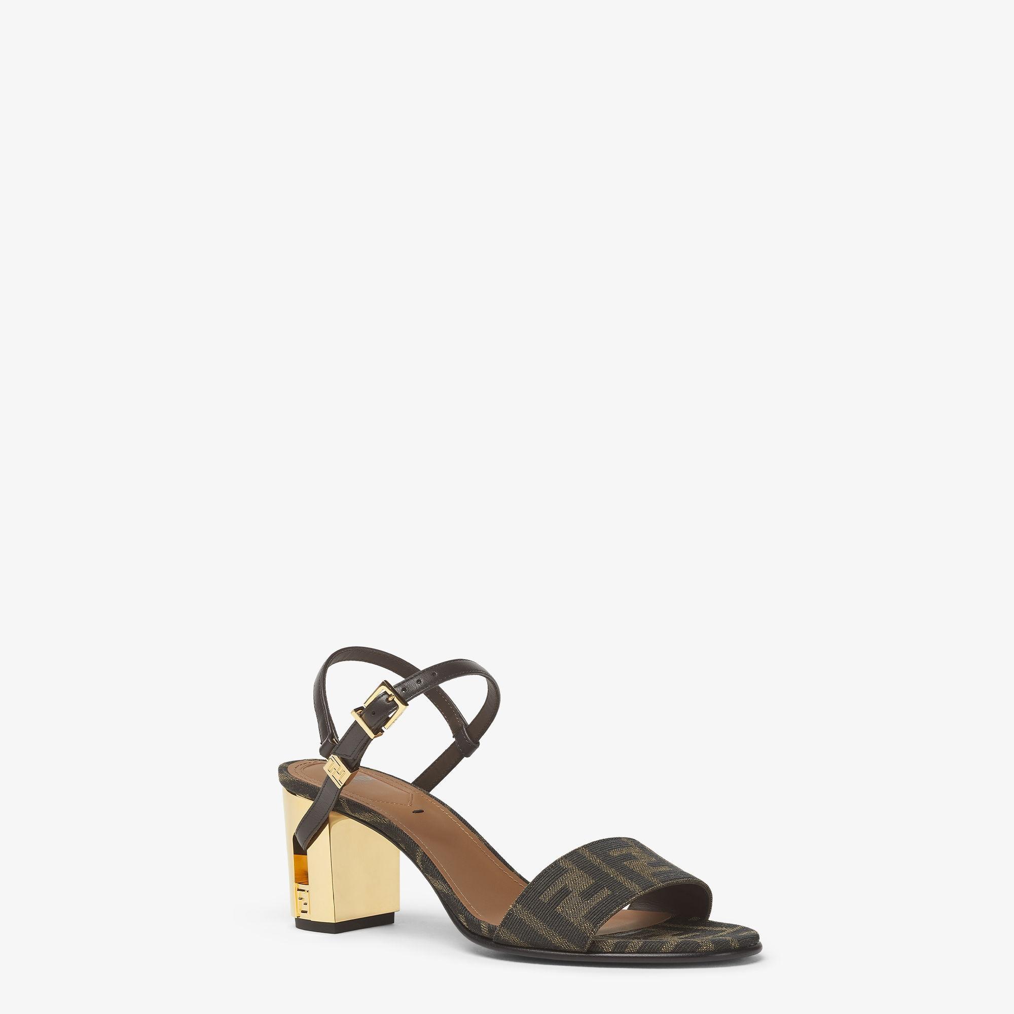 DelfinaBrown FF jacquard medium-heeled sandals Product Image