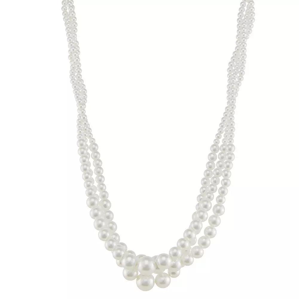 Youre Invited 18 in. Silver Tone Multi-Row Simulated Pearl Collar Necklace, Womens, White Product Image