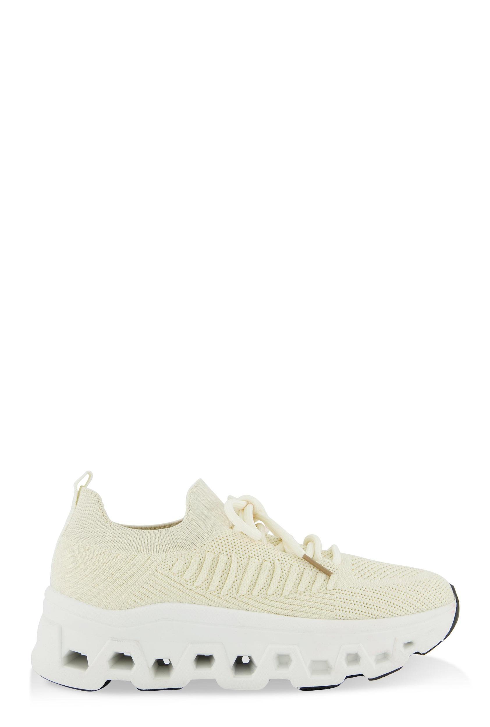 Womens Textured Knit Cut Out Sole Slip On Sneakers Product Image