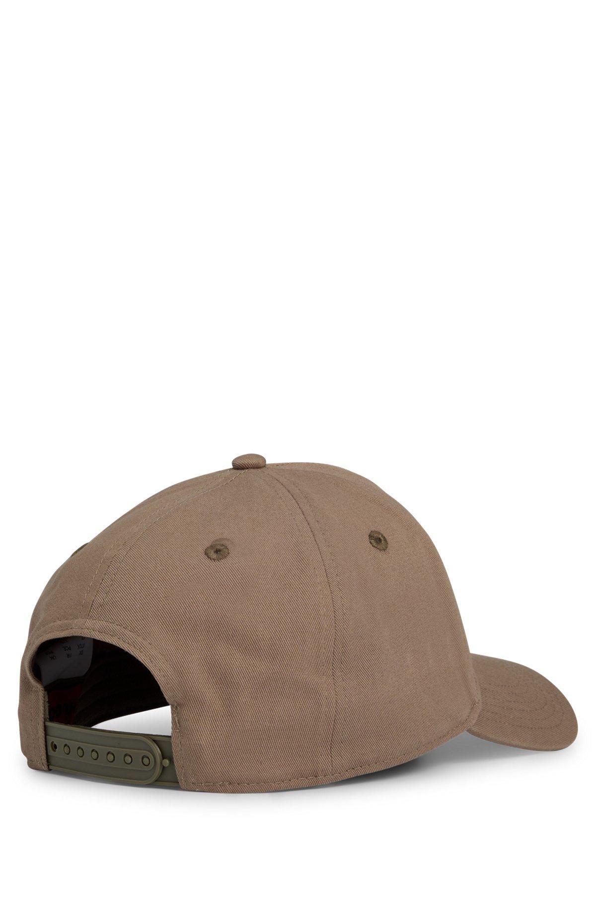 HUGO - Cotton-twill cap with cropped logo print - Brown Product Image