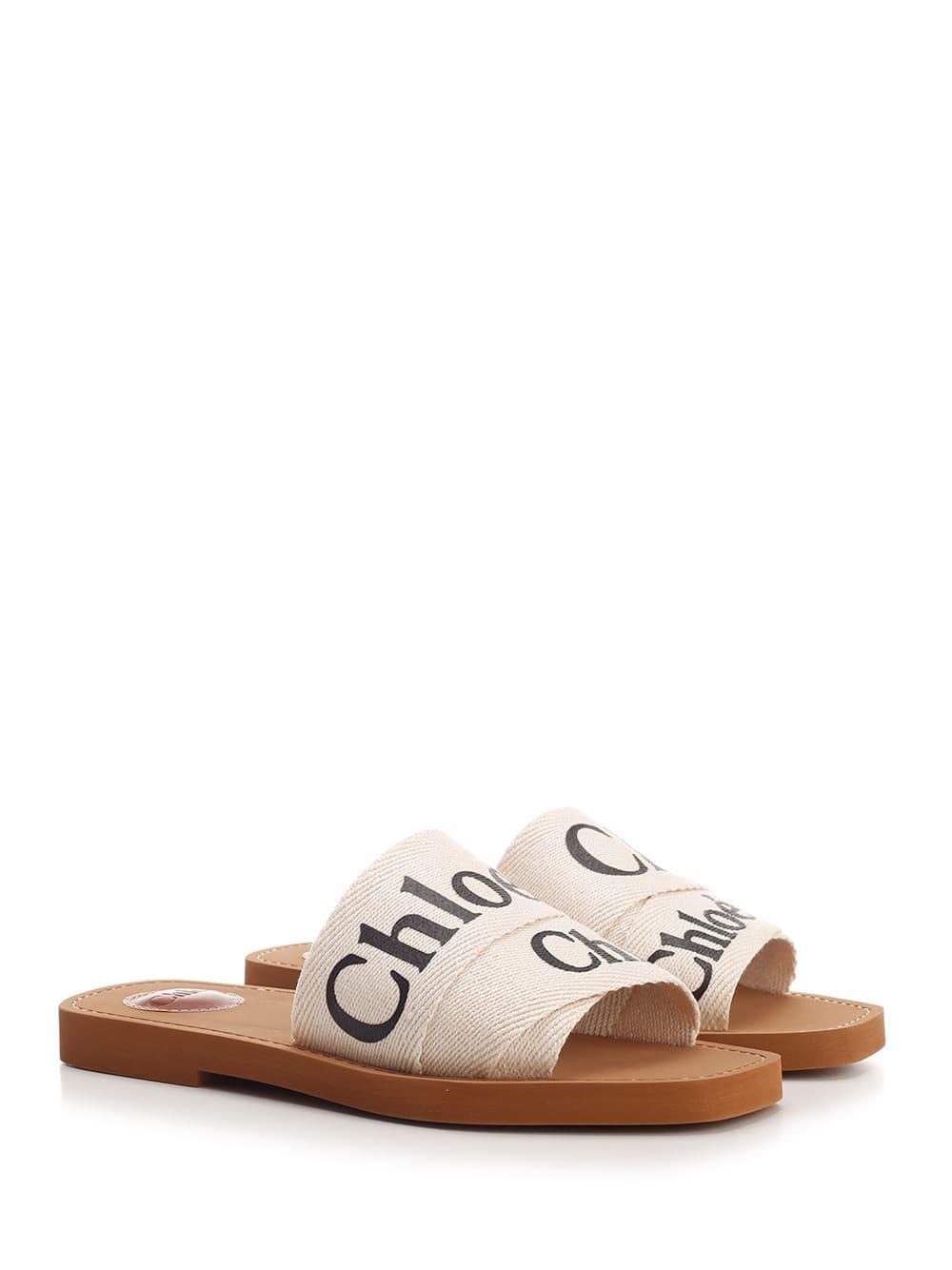 CHLOÉ Off-white Woody Flat Mules Product Image