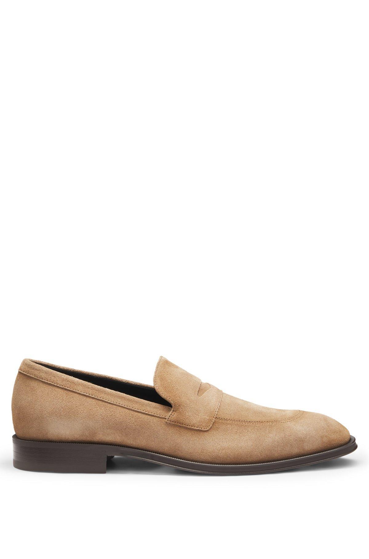 Italian-made suede loafers with penny trim Product Image