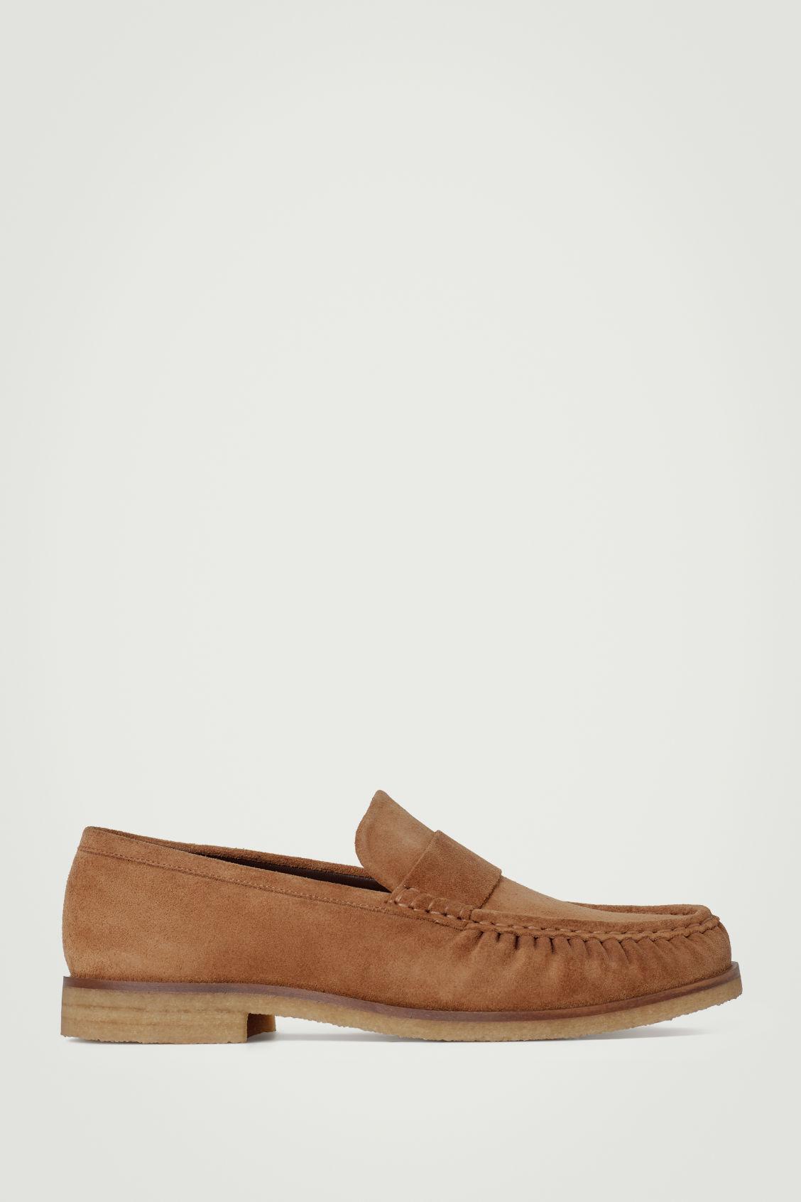GATHERED SUEDE LOAFERS Product Image