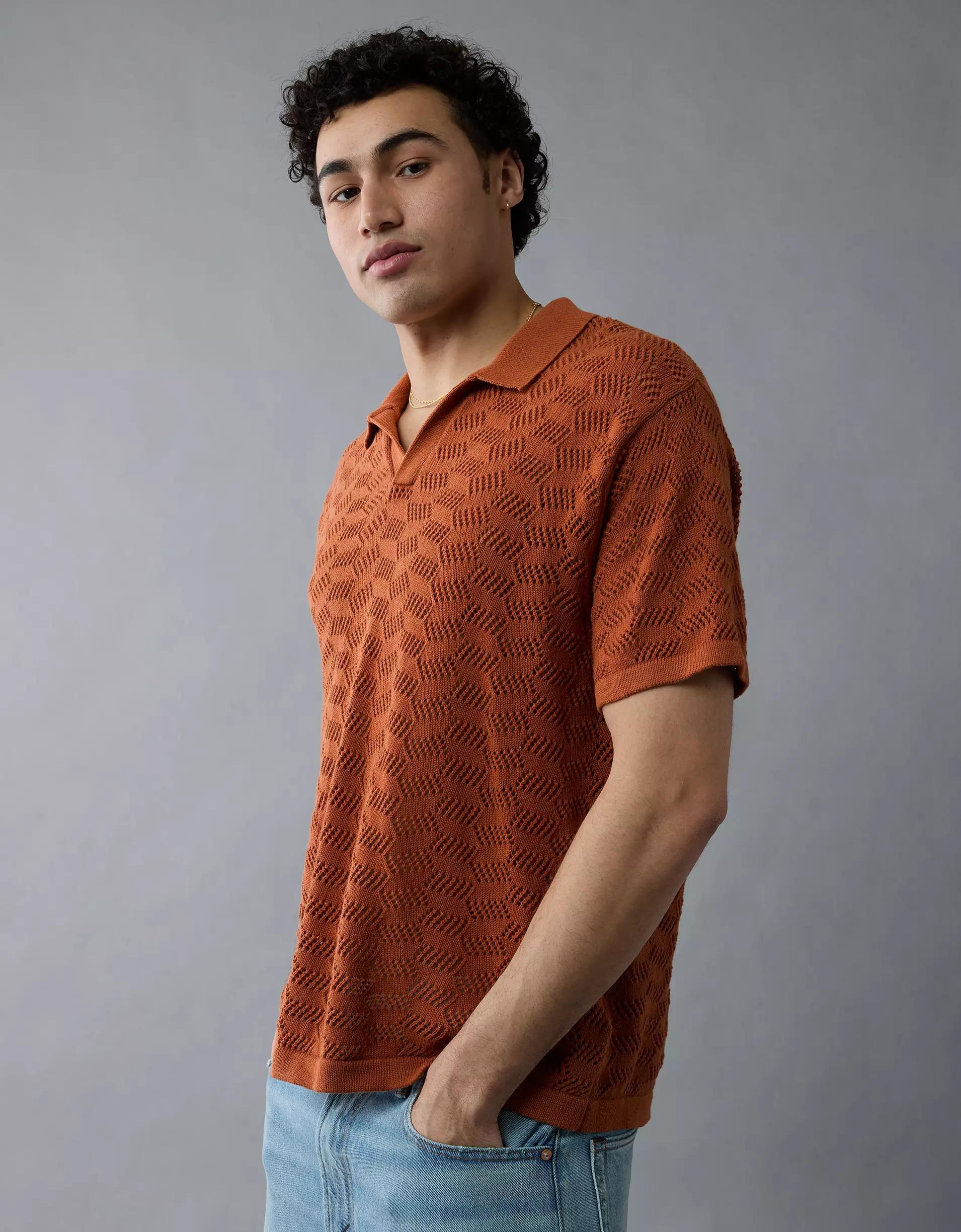 AE Weekend Textured Sweater Polo Shirt Product Image