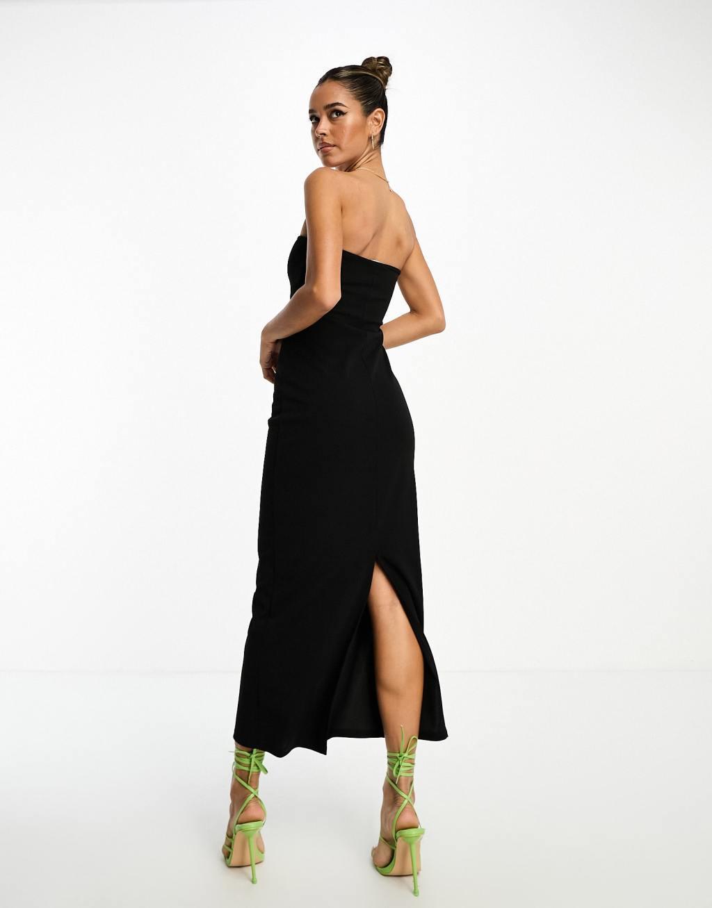 ASOS DESIGN bandeau maxi dress with split hem Product Image