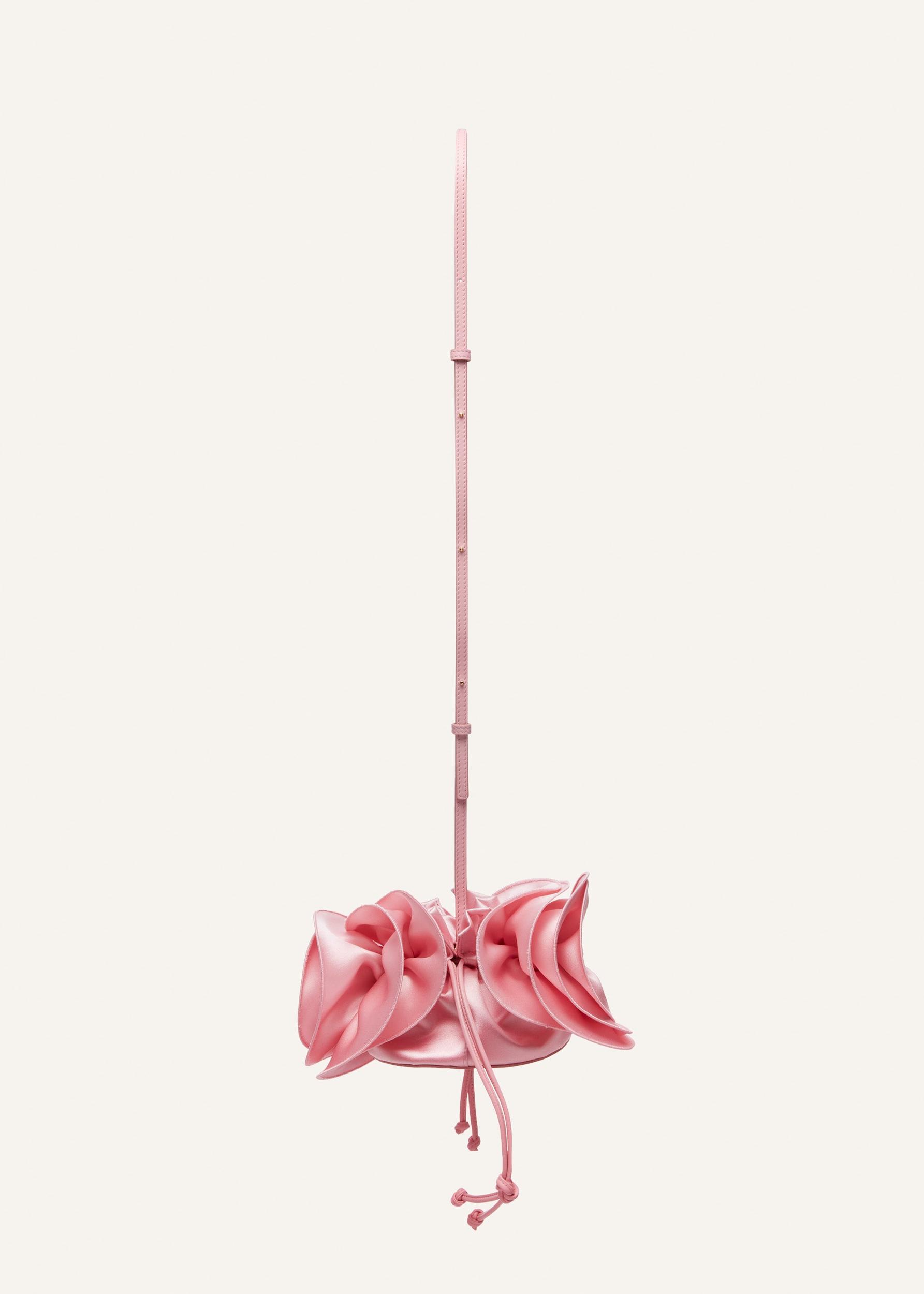 Magda bag pearl strap in pink satin Product Image