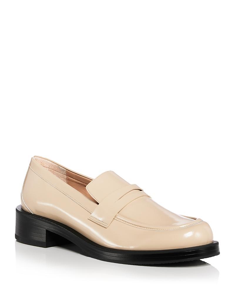 Womens Palmer 40MM Brushed Leather Stacked Heel Loafers Product Image