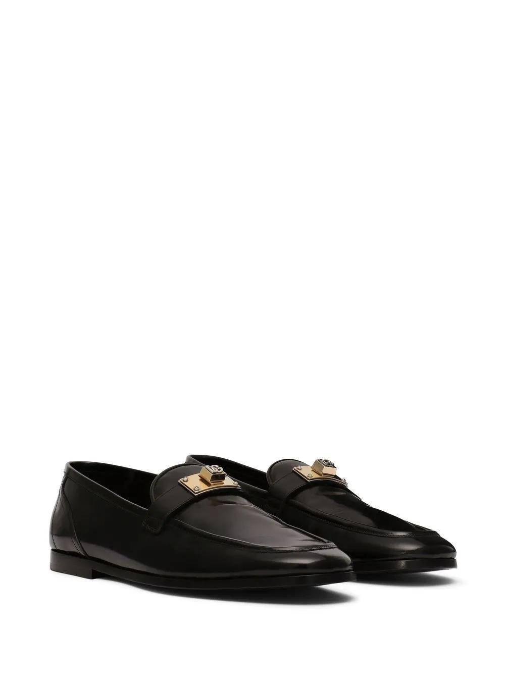 logo-appliqué leather loafers Product Image