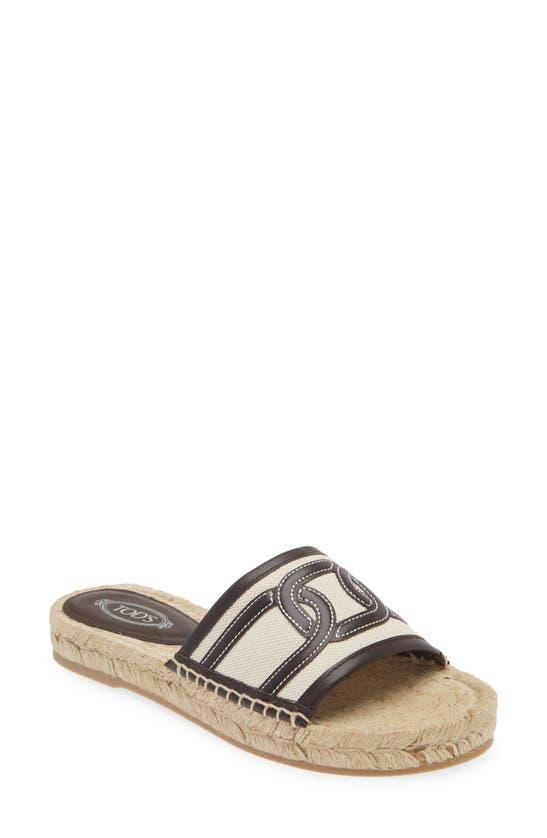 TOD'S Bicolor Linen Leather Espadrille Sandals In Black Product Image