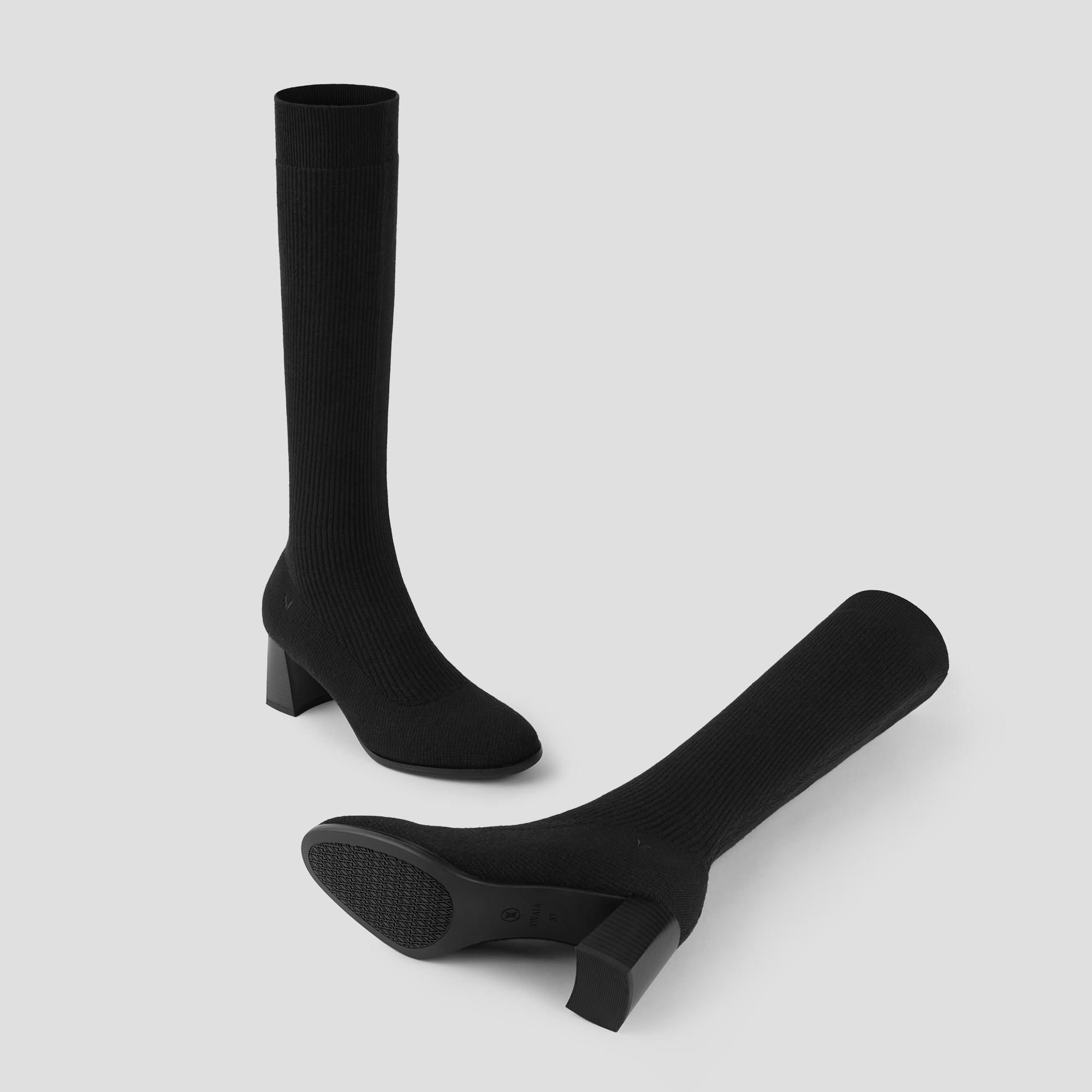 Round-Toe Water-Repellent Wool Knee High Boots (Tessa） Product Image