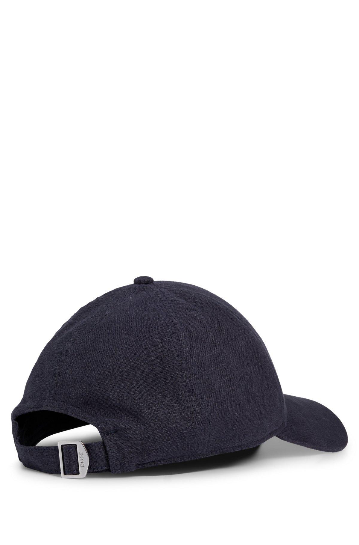 BOSS - Linen cap with embroidered logo - Dark Blue Product Image