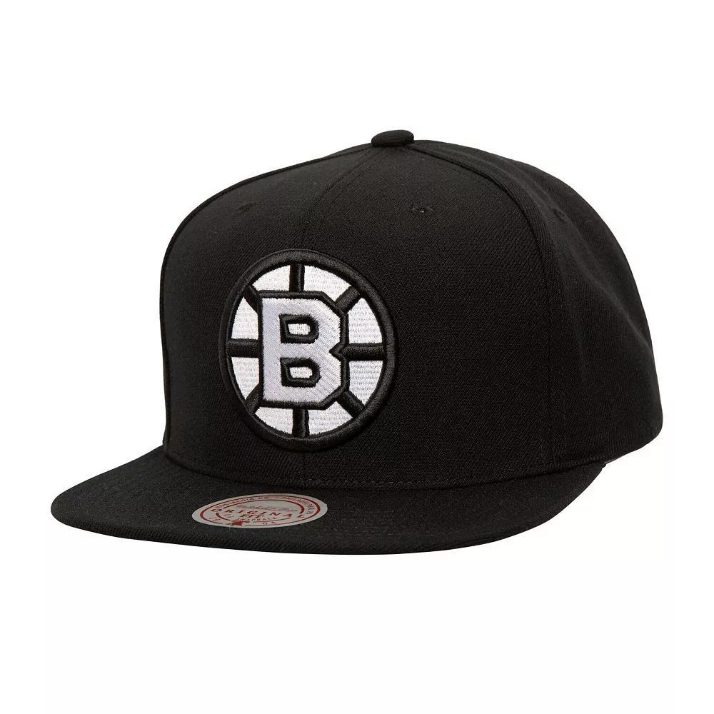 Men's Mitchell & Ness  Black Boston Bruins Team Snapback Hat Product Image