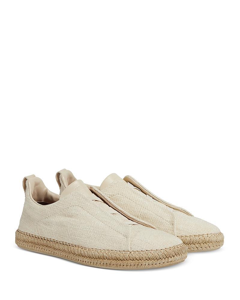 Zegna Mens Viscose, Linen & Leather Triple Stitch Espadrilles Product Image