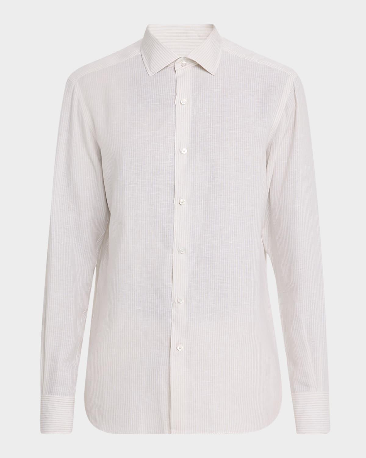 Mens Pinstripe Oasi Lino Casual Button-Down Shirt Product Image